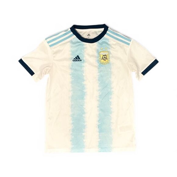 Adidas Argentina Soccer Jersey Youth M AFA FIFA White Blue Climalite Football - Picture 1 of 9